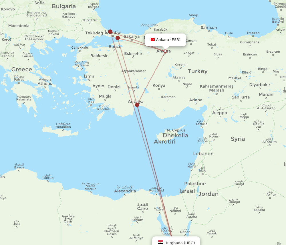 ESB-HRG flight routes