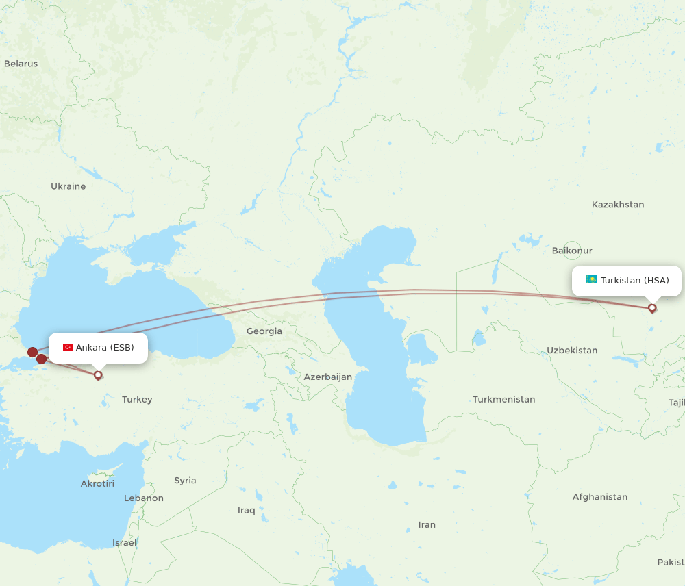 ESB-HSA flight routes