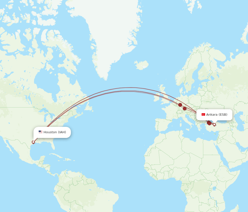 ESB-IAH flight routes