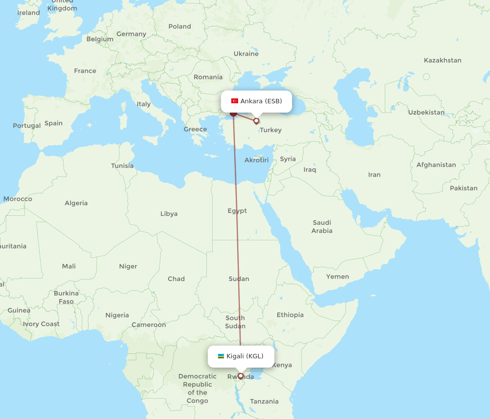 ESB-KGL flight routes