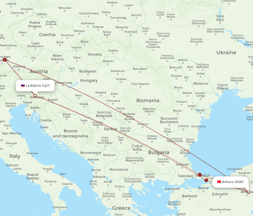 ESB-LJU flight routes
