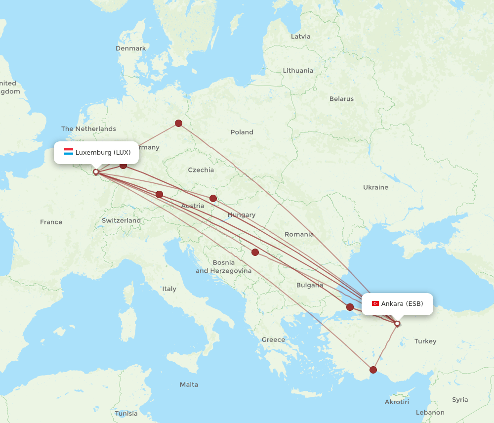 ESB-LUX flight routes