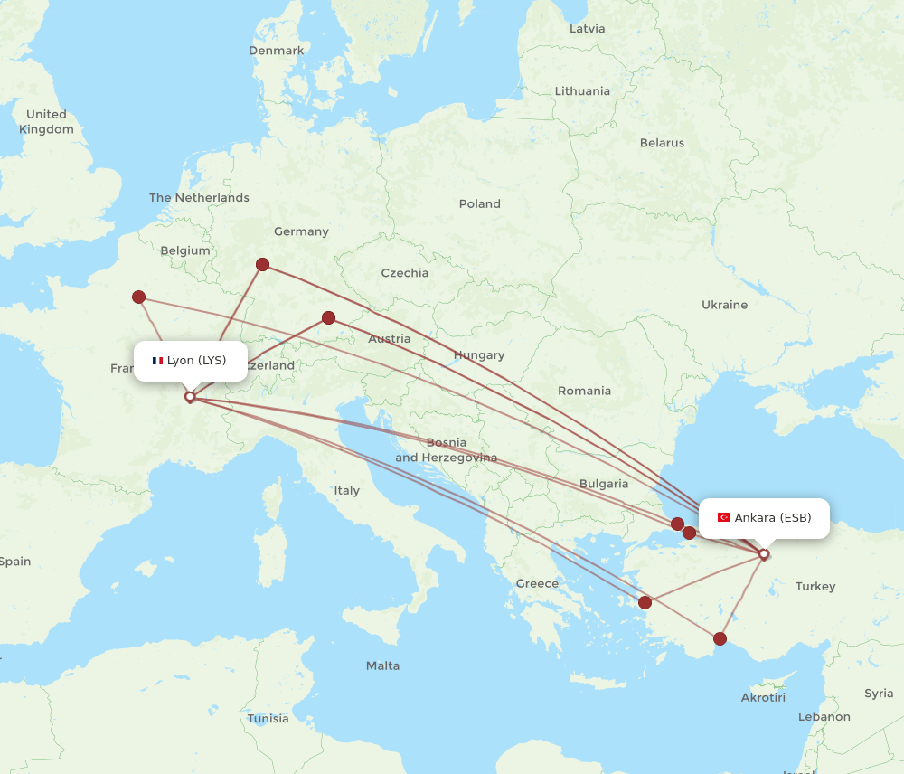 ESB-LYS flight routes