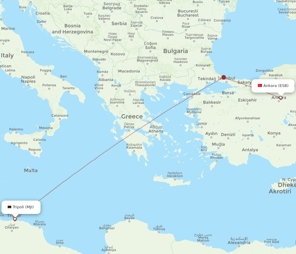 ESB-MJI flight routes