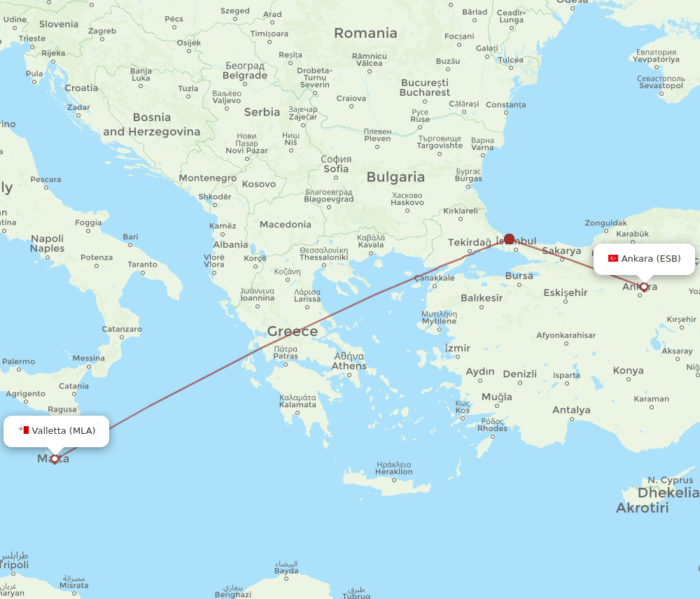 ESB-MLA flight routes