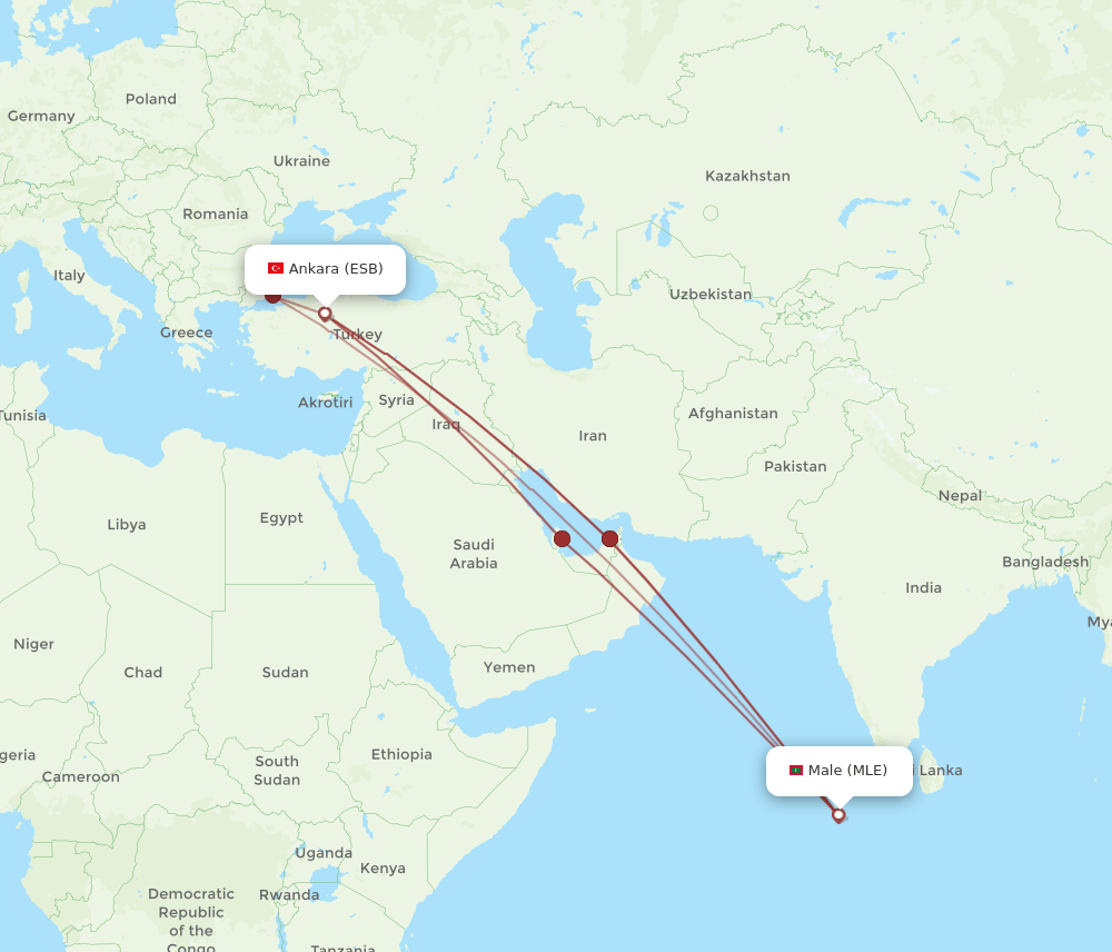 ESB-MLE flight routes