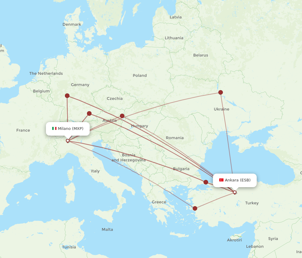 ESB-MXP flight routes