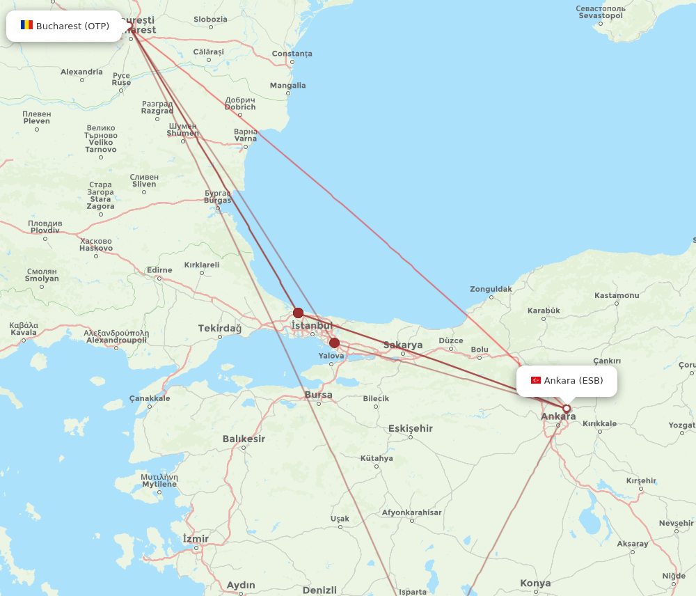 ESB-OTP flight routes