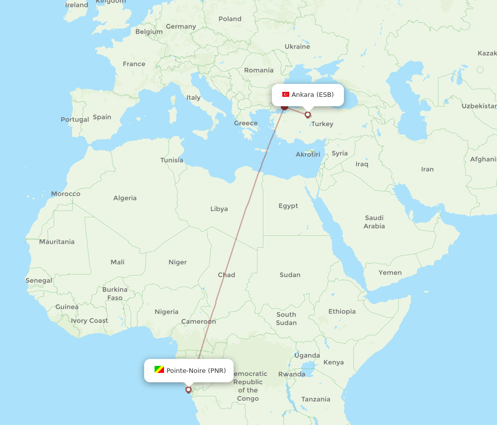 ESB to PNR flights and routes map
