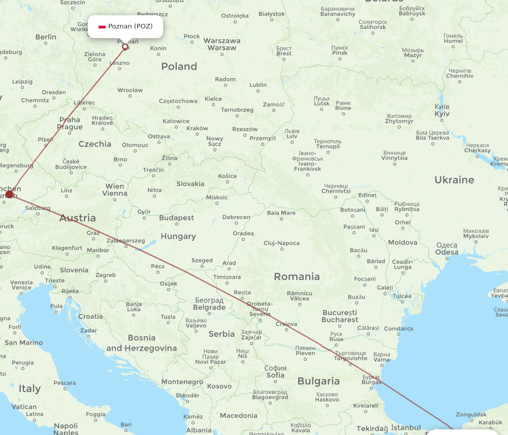 ESB-POZ flight routes