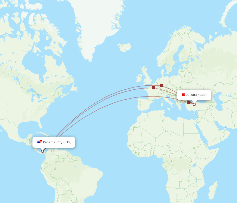 ESB-PTY flight routes