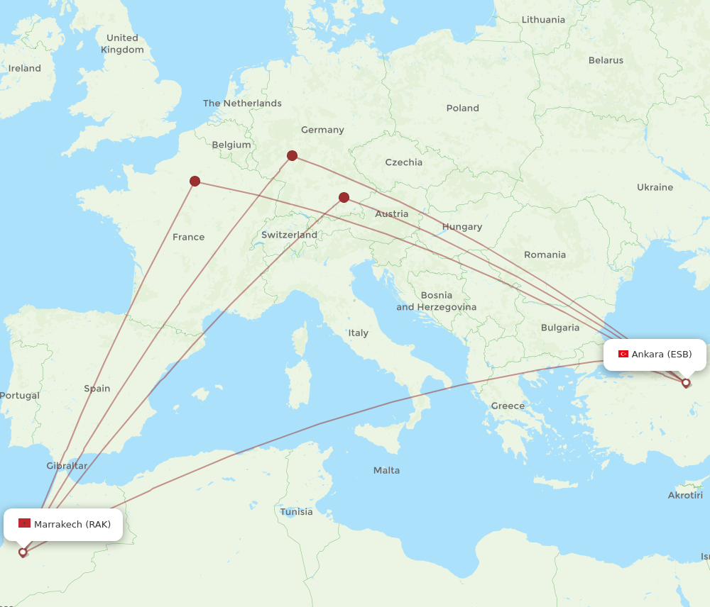 ESB-RAK flight routes