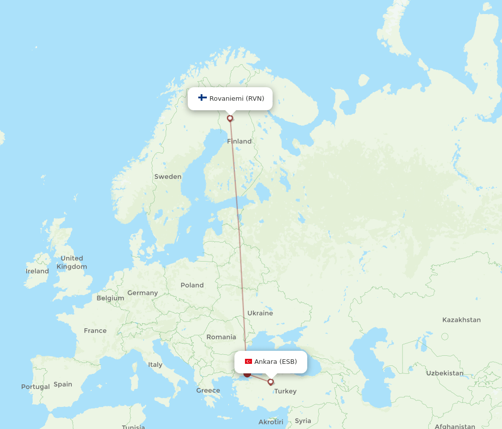 ESB-RVN flight routes