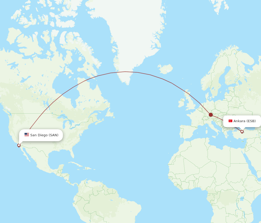 ESB-SAN flight routes