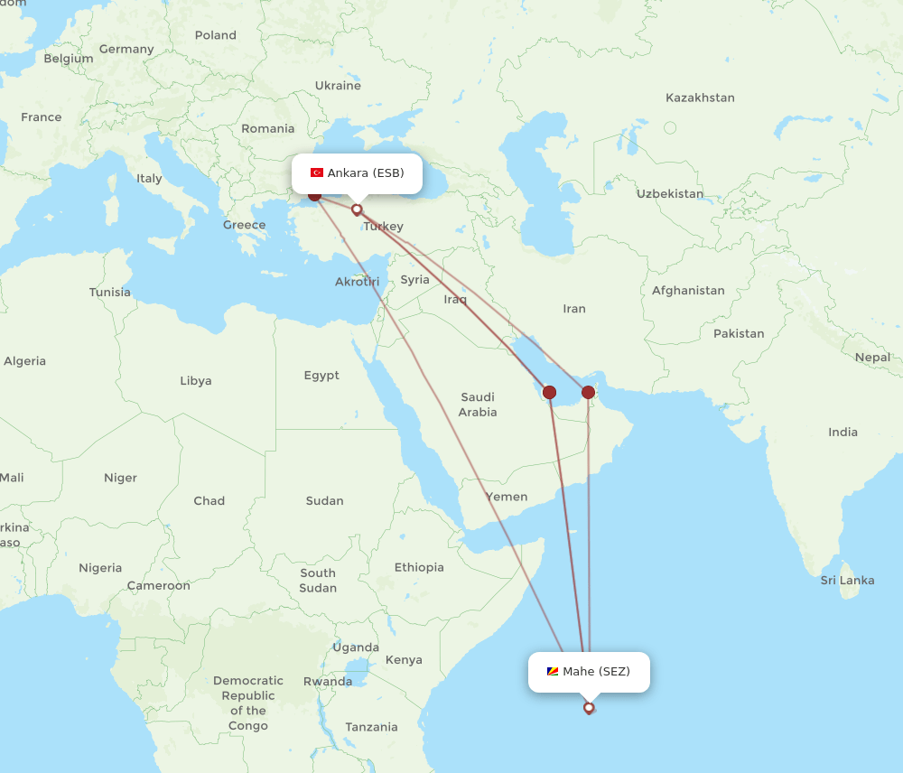 ESB-SEZ flight routes
