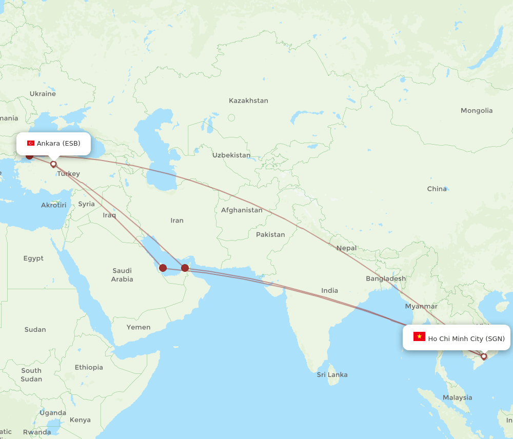 ESB-SGN flight routes