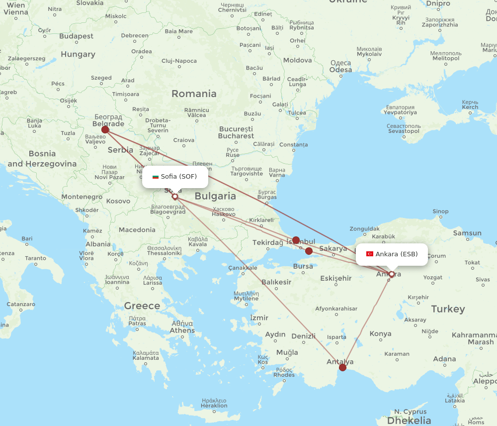 ESB-SOF flight routes