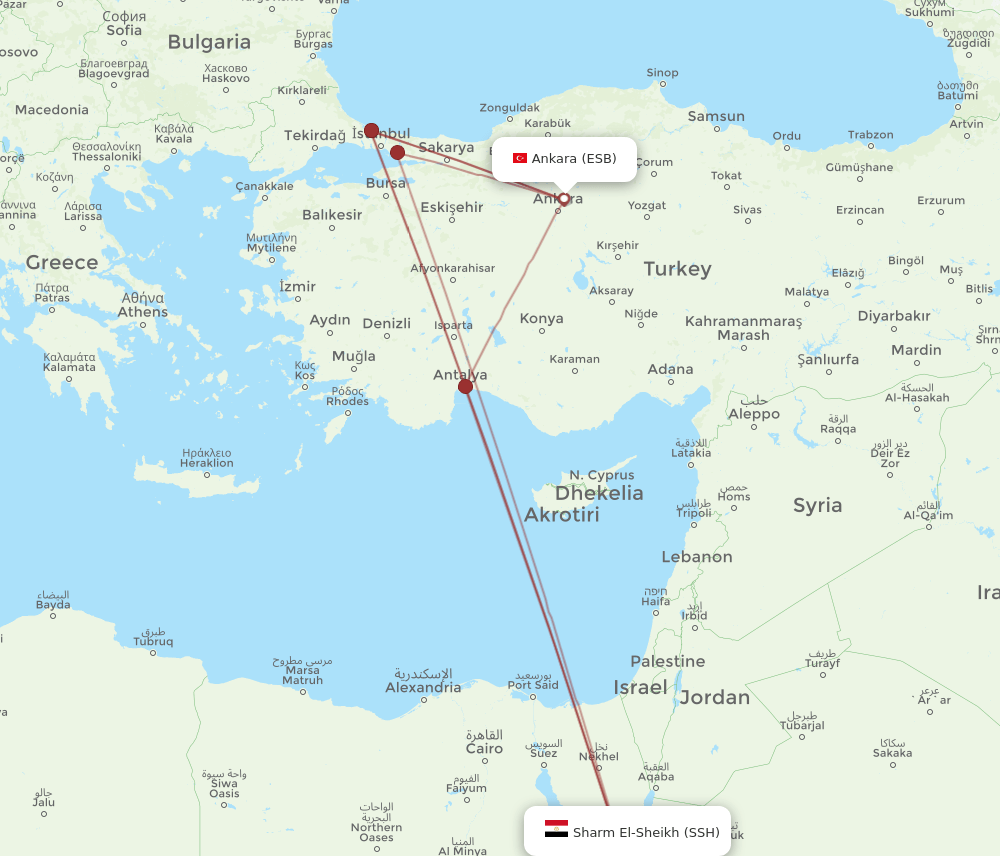 ESB-SSH flight routes