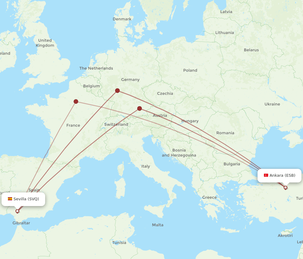 ESB-SVQ flight routes