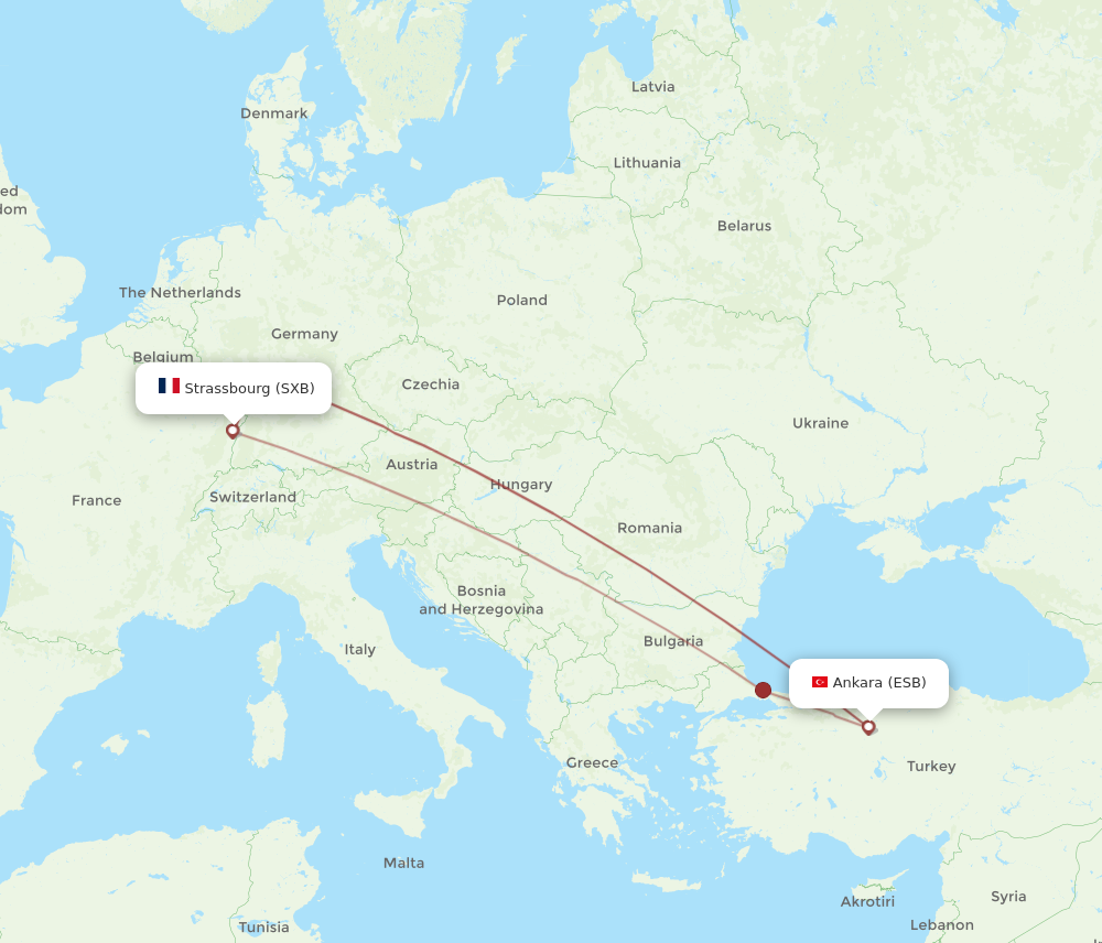 ESB to SXB flights and routes map