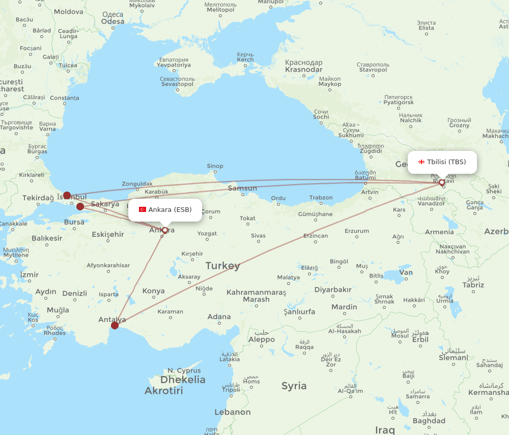ESB-TBS flight routes