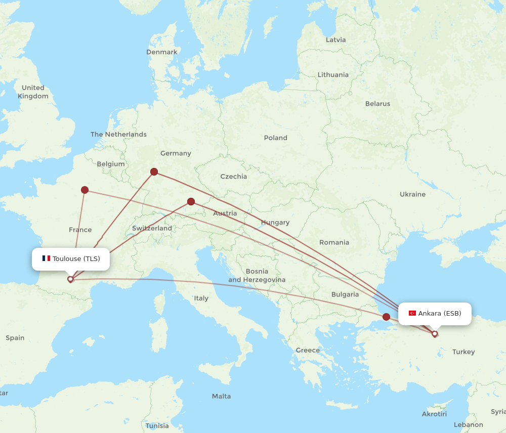 ESB to TLS flights and routes map