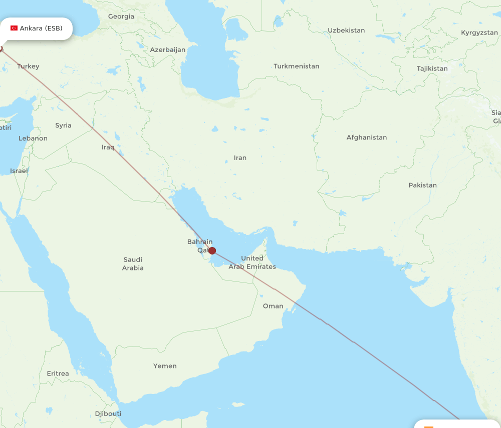 ESB-TRV flight routes