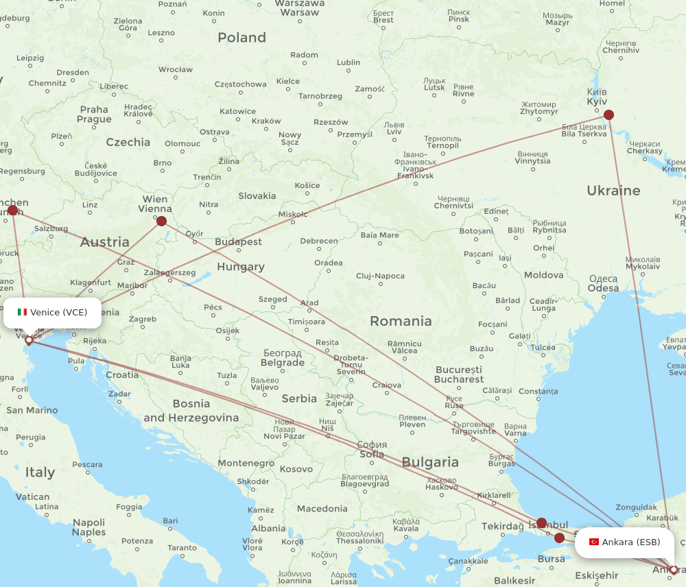 ESB-VCE flight routes