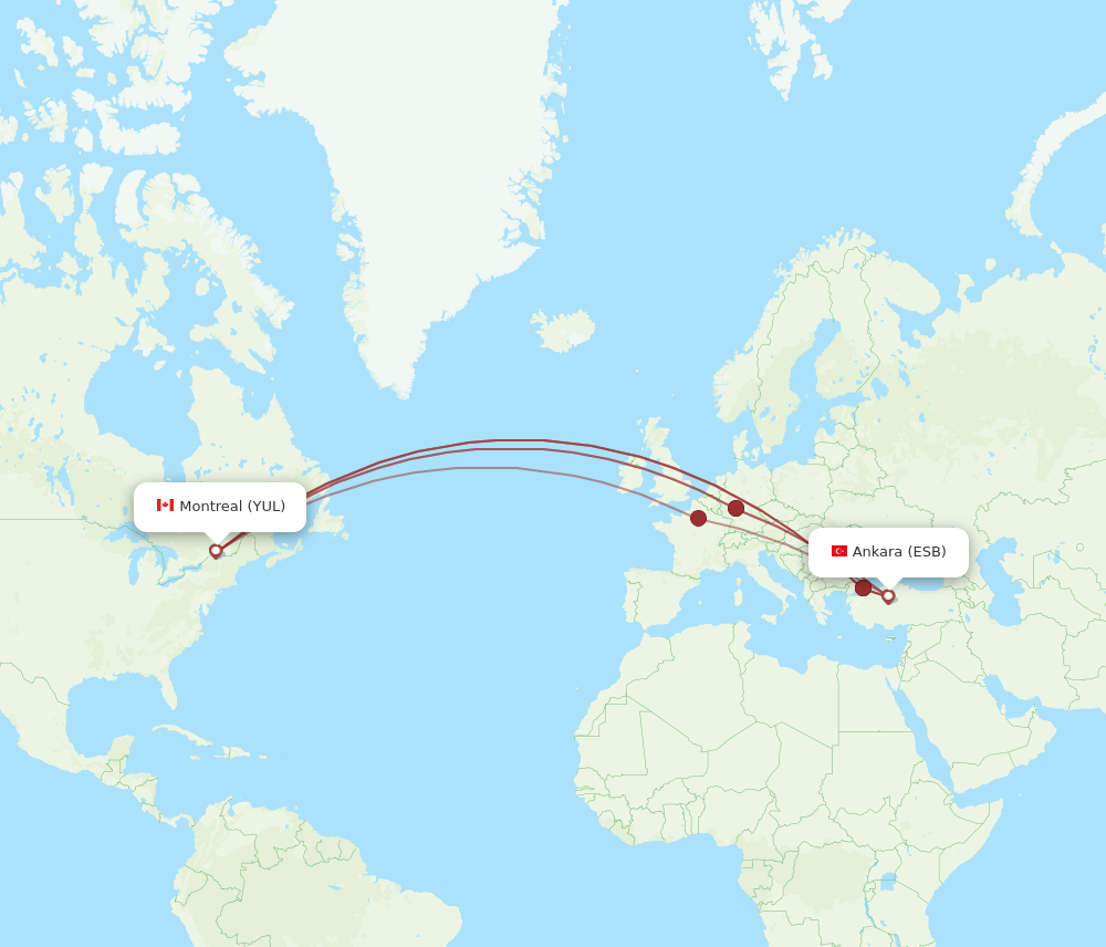 ESB-YUL flight routes