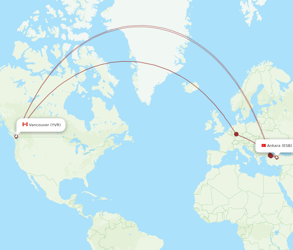 ESB-YVR flight routes