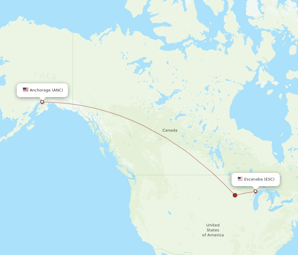 ANC to ESC flights and routes map
