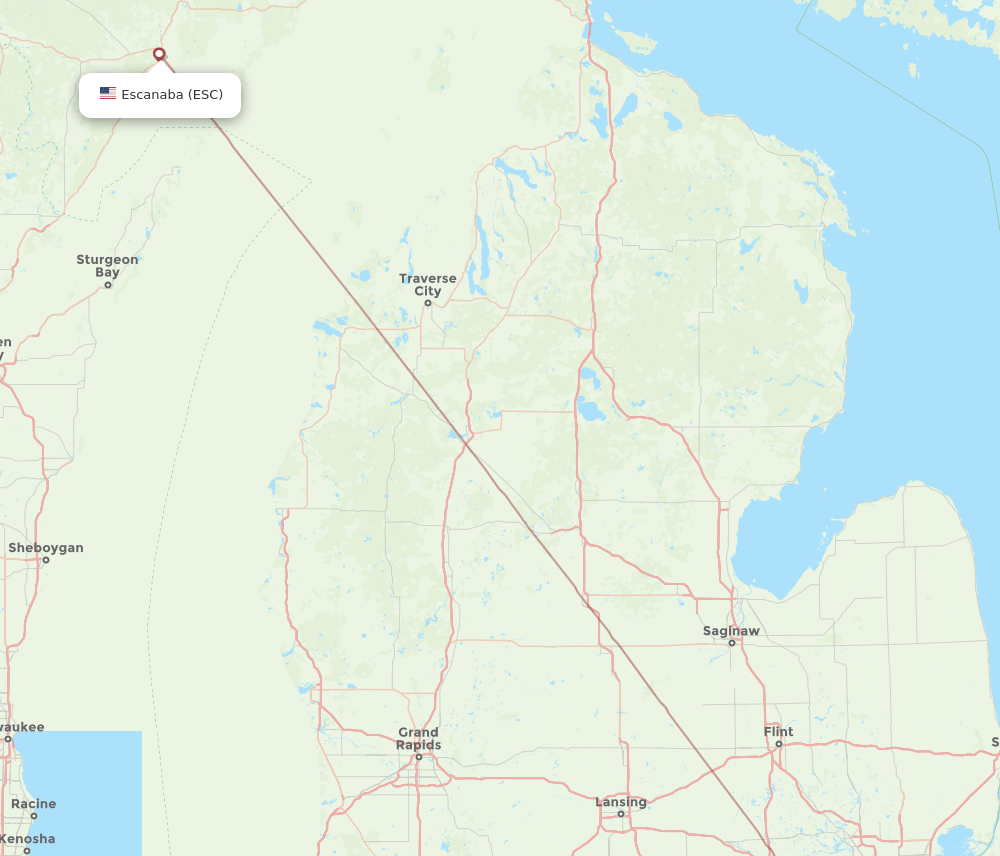 ESC-AZO flight routes