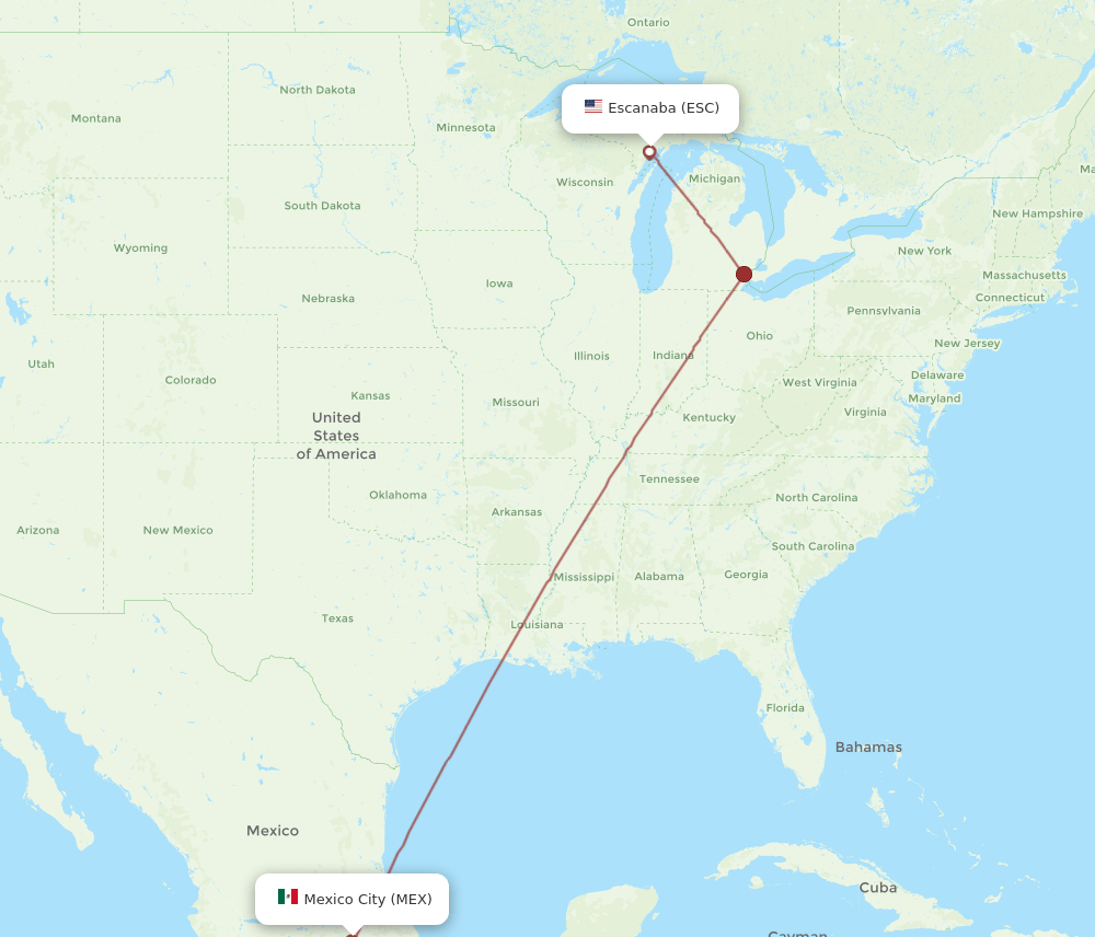 ESC-MEX flight routes