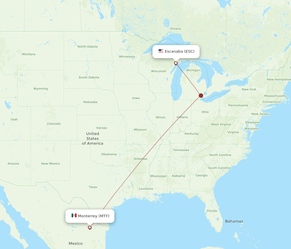 ESC-MTY flight routes