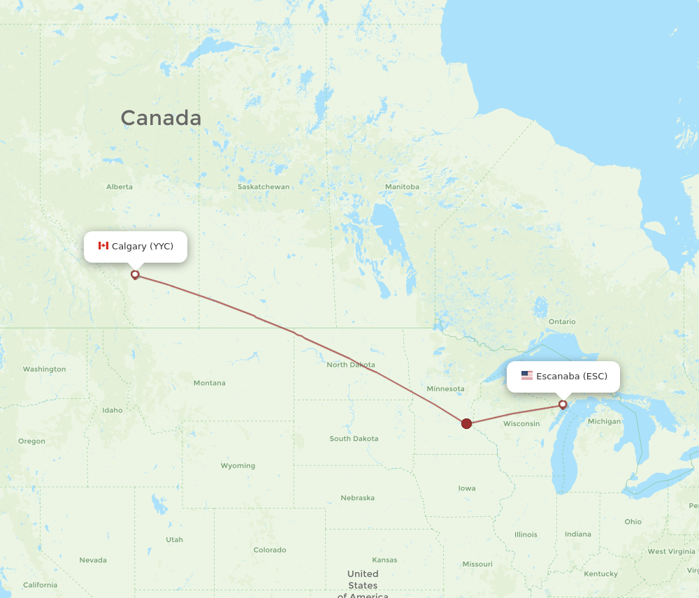 ESC-YYC flight routes