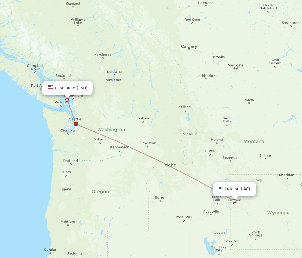 Eastsound - Jackson route map and flight paths