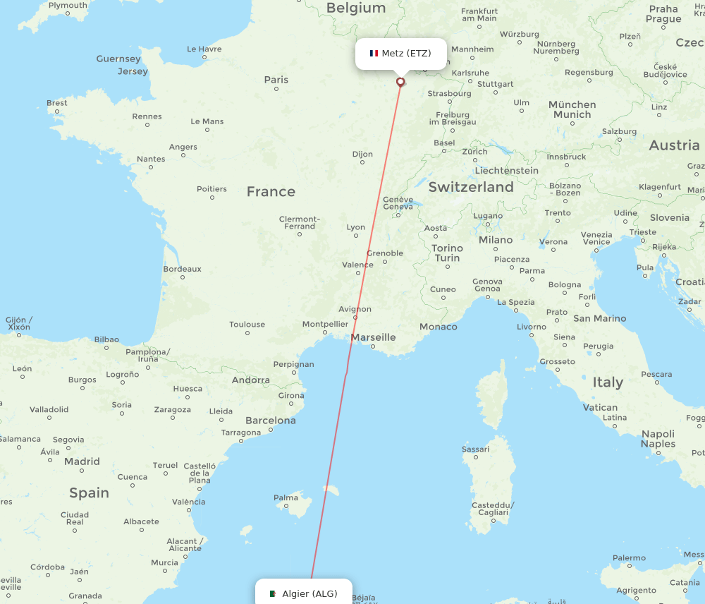 ETZ-ALG flight routes
