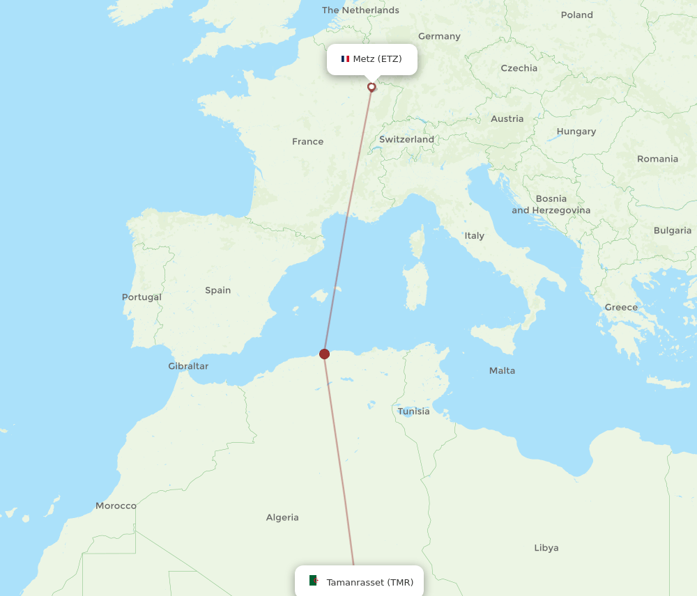 ETZ-TMR flight routes