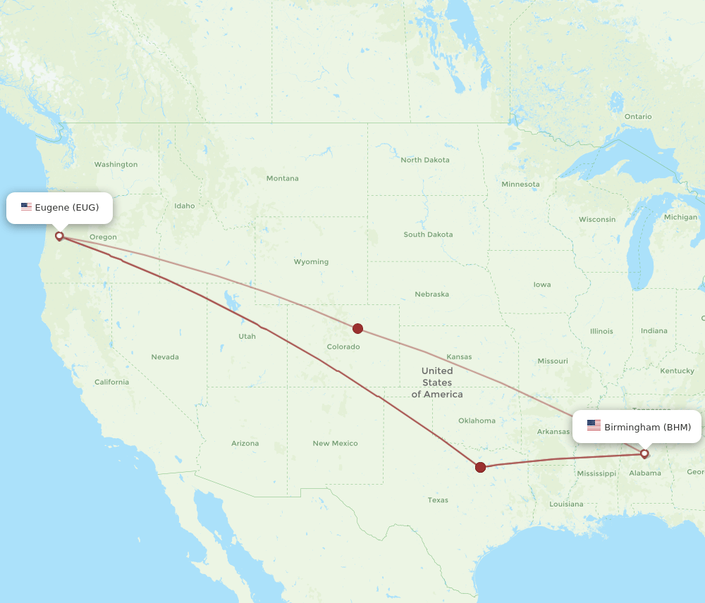 EUG-BHM flight routes