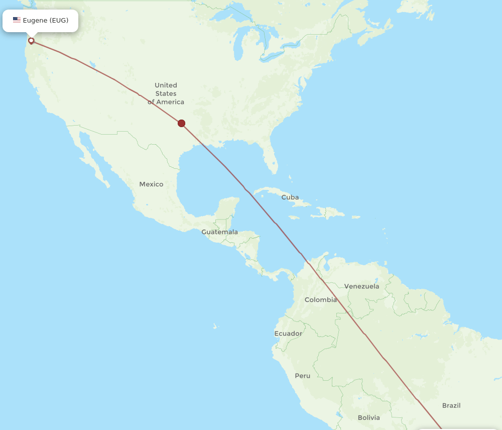 EUG-GRU flight routes