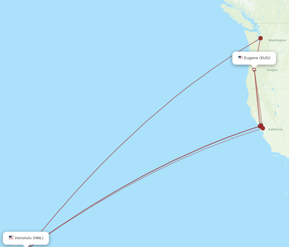 EUG-HNL flight routes
