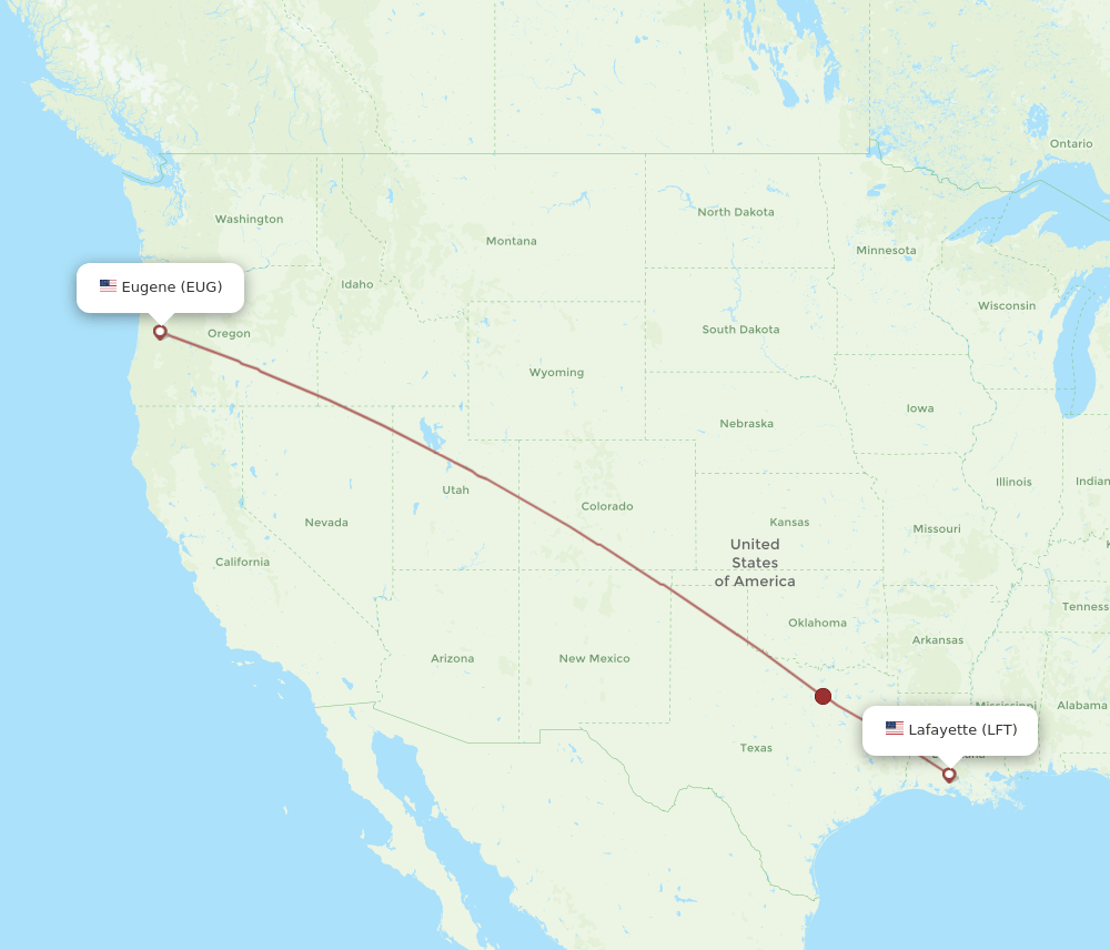 EUG-LFT flight routes