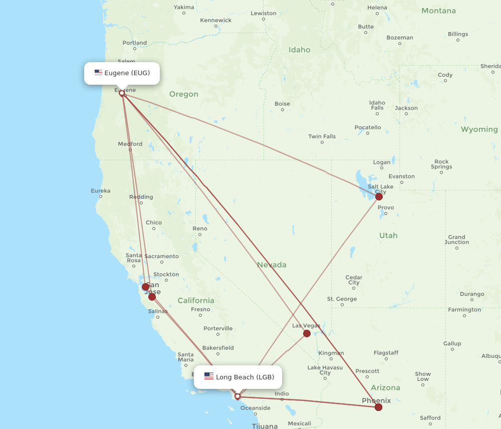 EUG-LGB flight routes