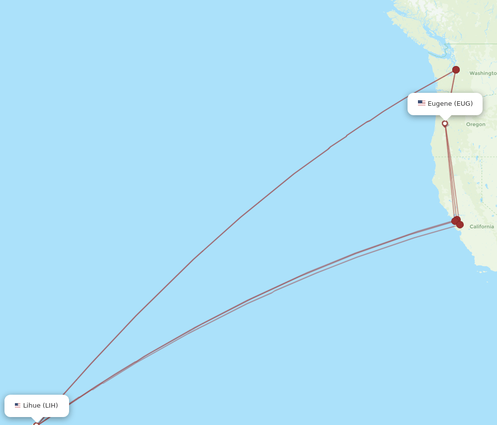 EUG-LIH flight routes