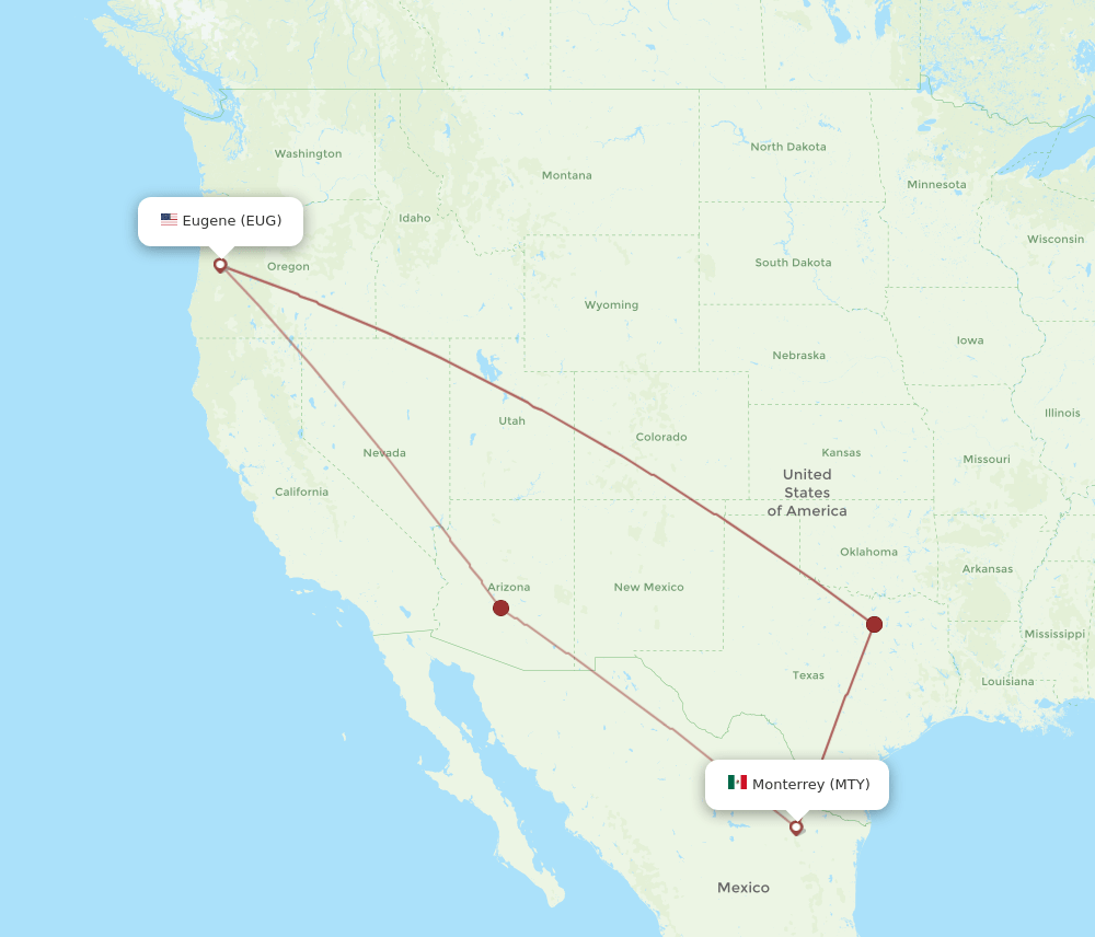 EUG-MTY flight routes