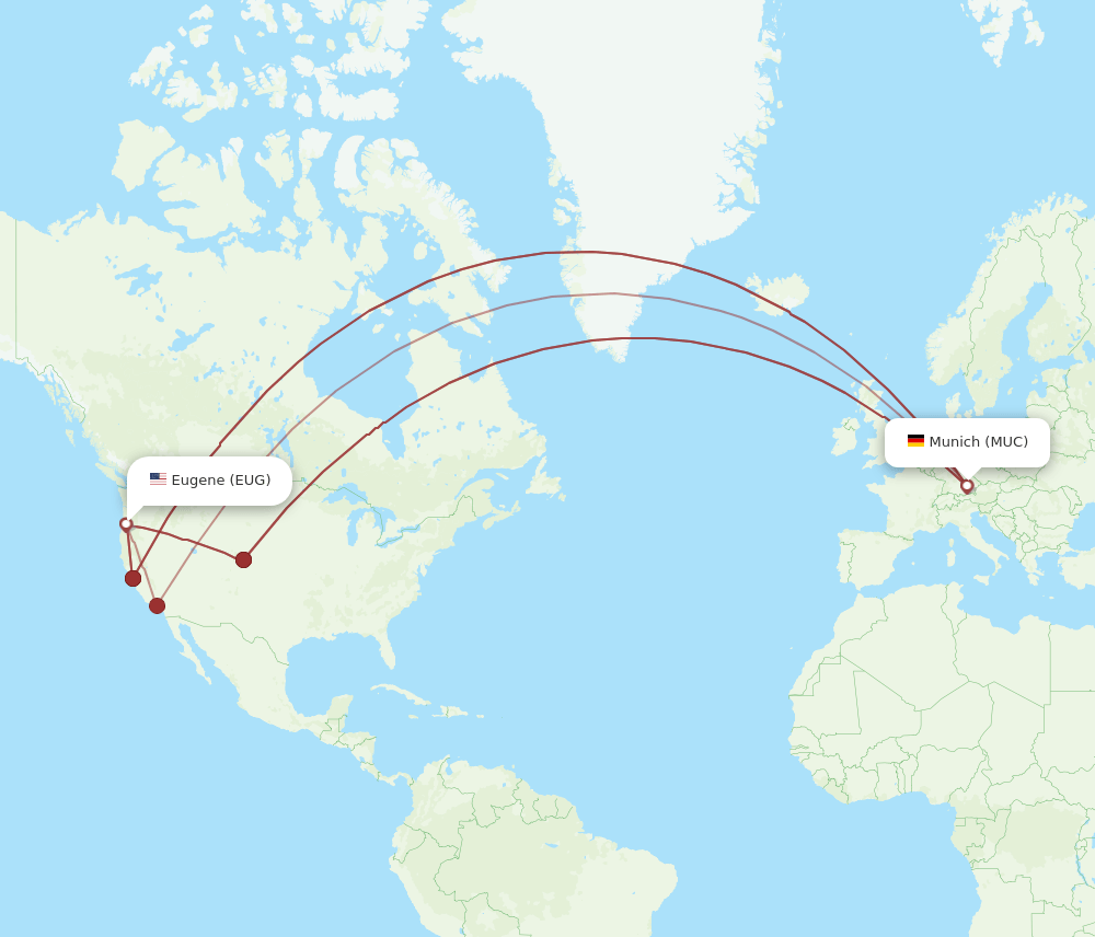EUG-MUC flight routes