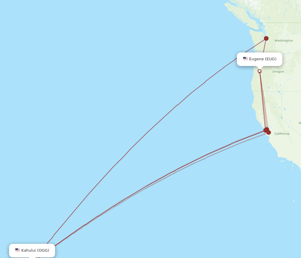 EUG-OGG flight routes
