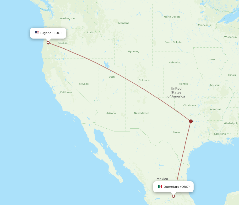 EUG-QRO flight routes