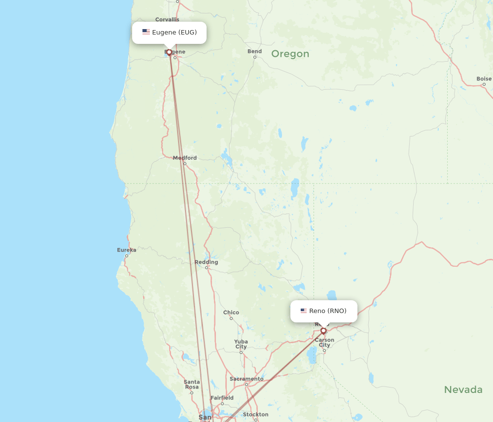 EUG-RNO flight routes