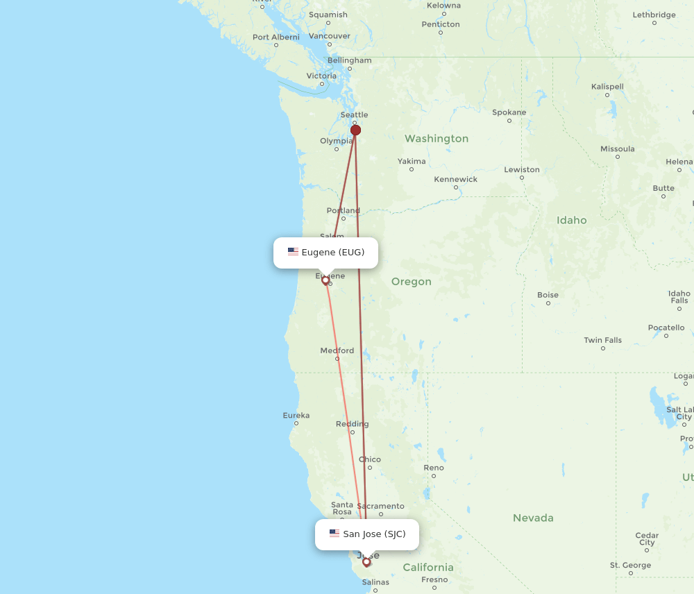 EUG-SJC flight routes